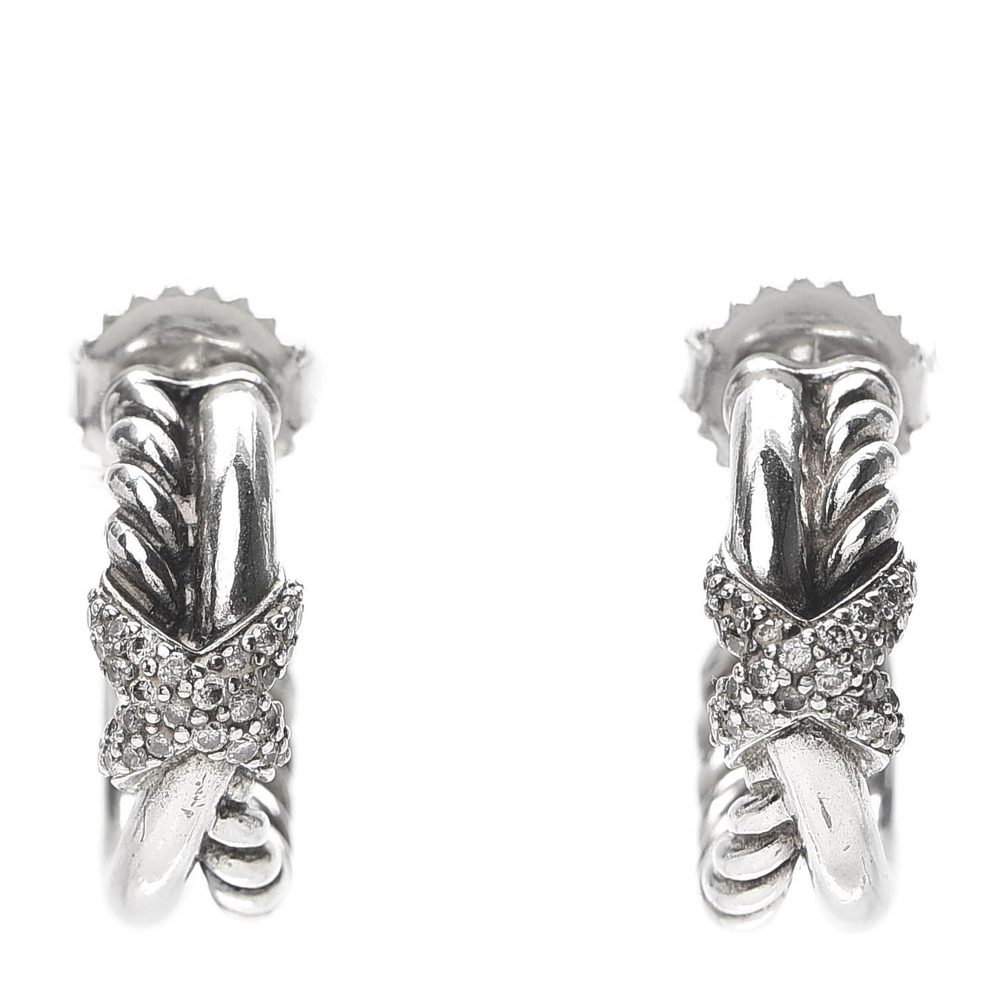 Sterling Silver Diamond Petite Crossover X Earrings