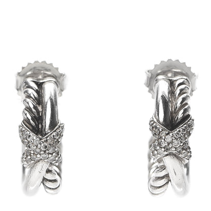 David Yurman Sterling Silver Diamond Petite Crossover X Earrings 1 of 4