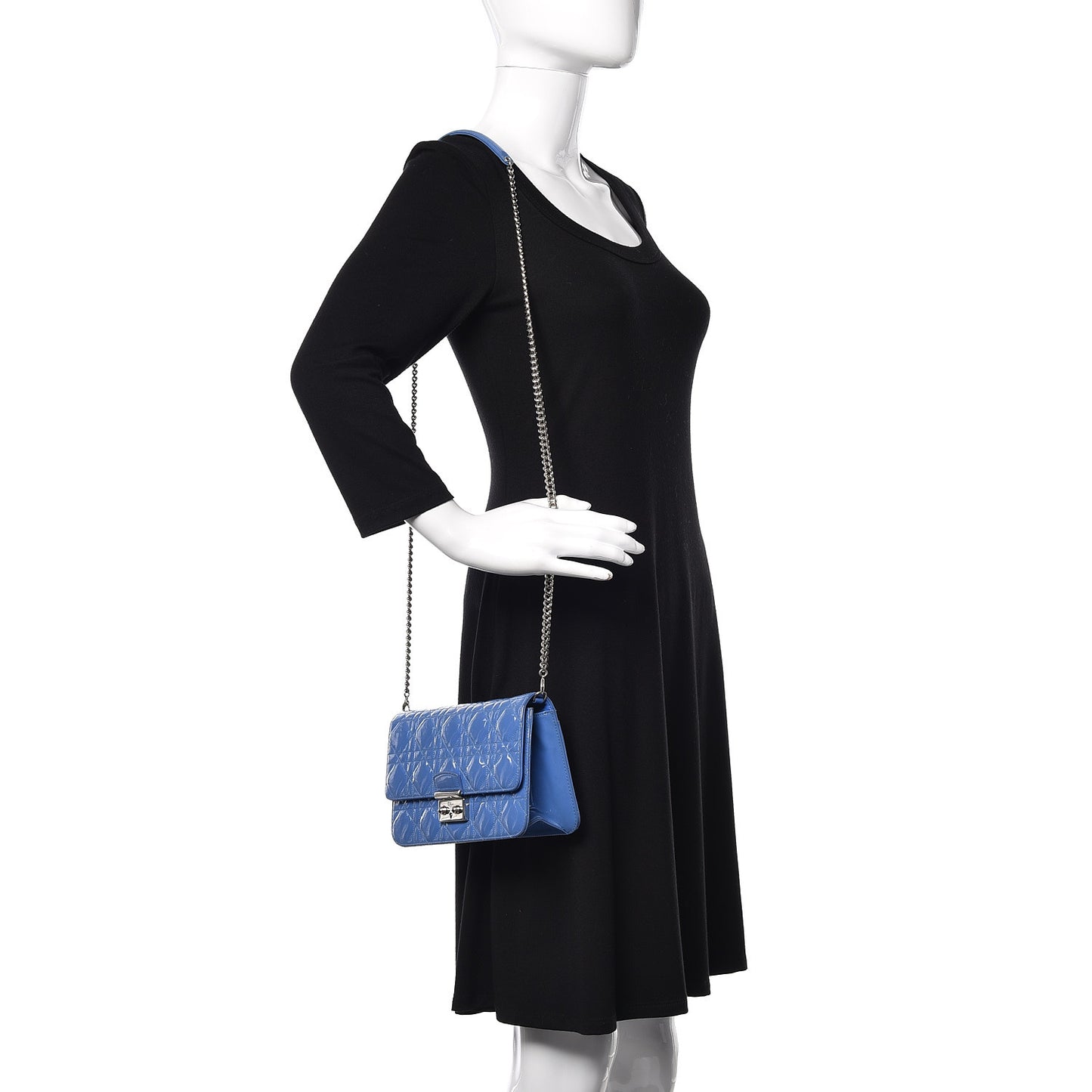 Patent Cannage Miss Dior Promenade Pouch Blue