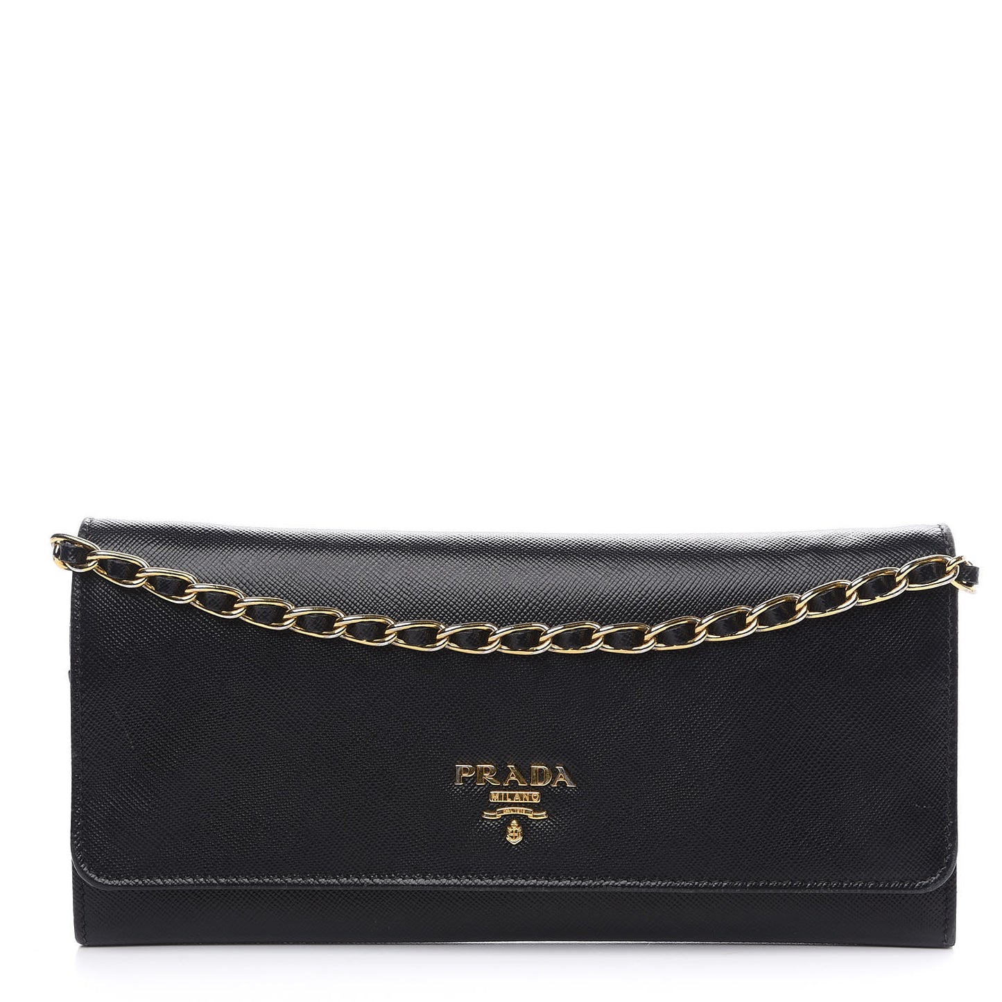 Saffiano Metal Oro Chain Wallet Black