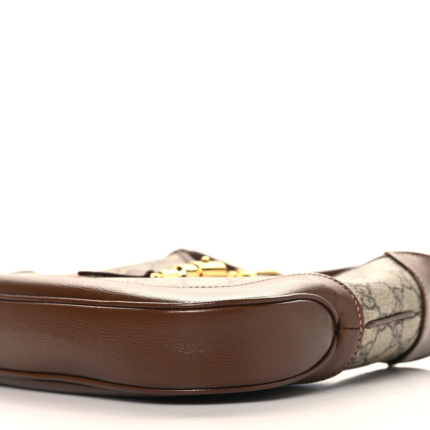 GG Supreme Monogram Azalea Calfskin Web Small Jackie 1961 Hobo Beige Ebony Brown Sugar