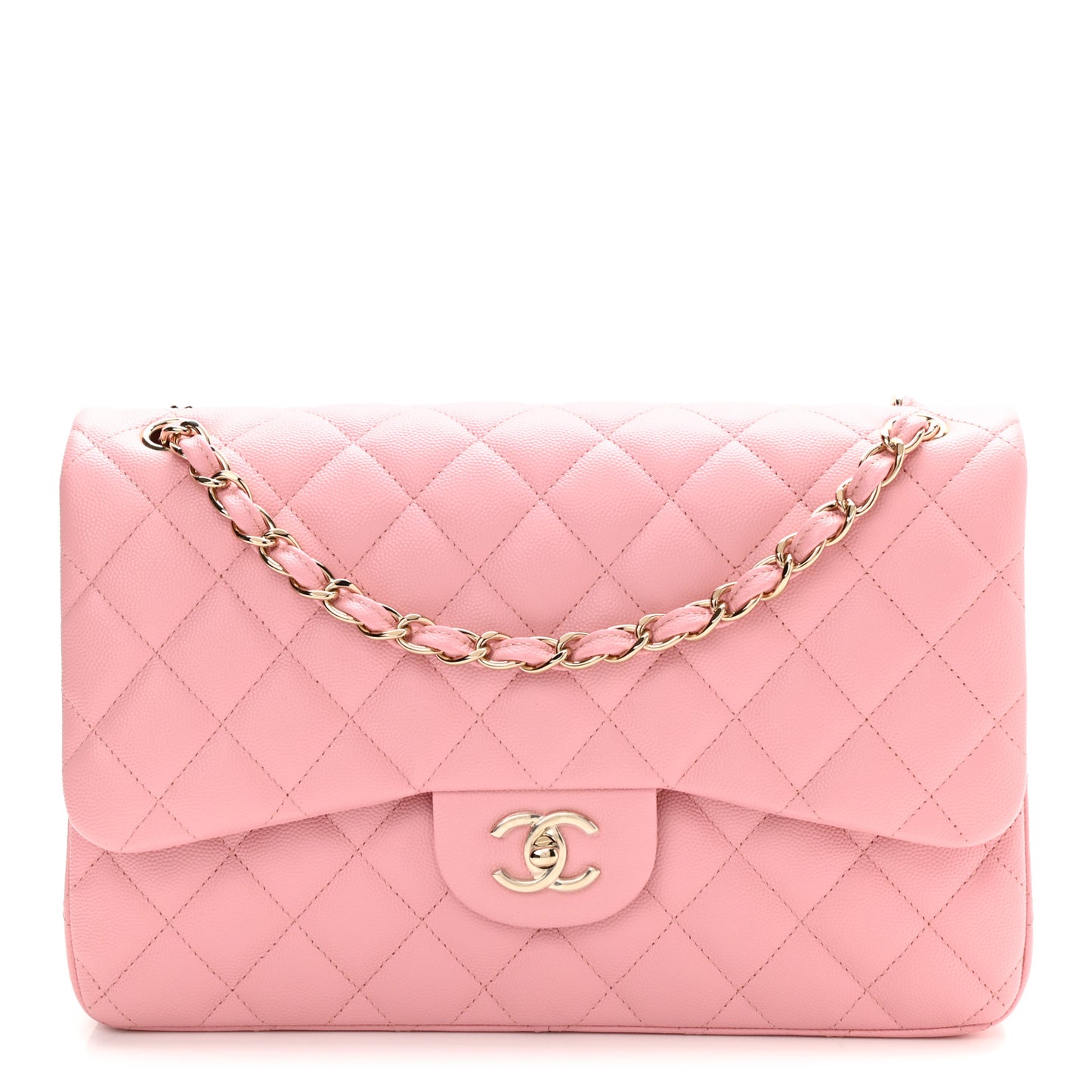 Caviar Quilted Jumbo Double Flap Pink