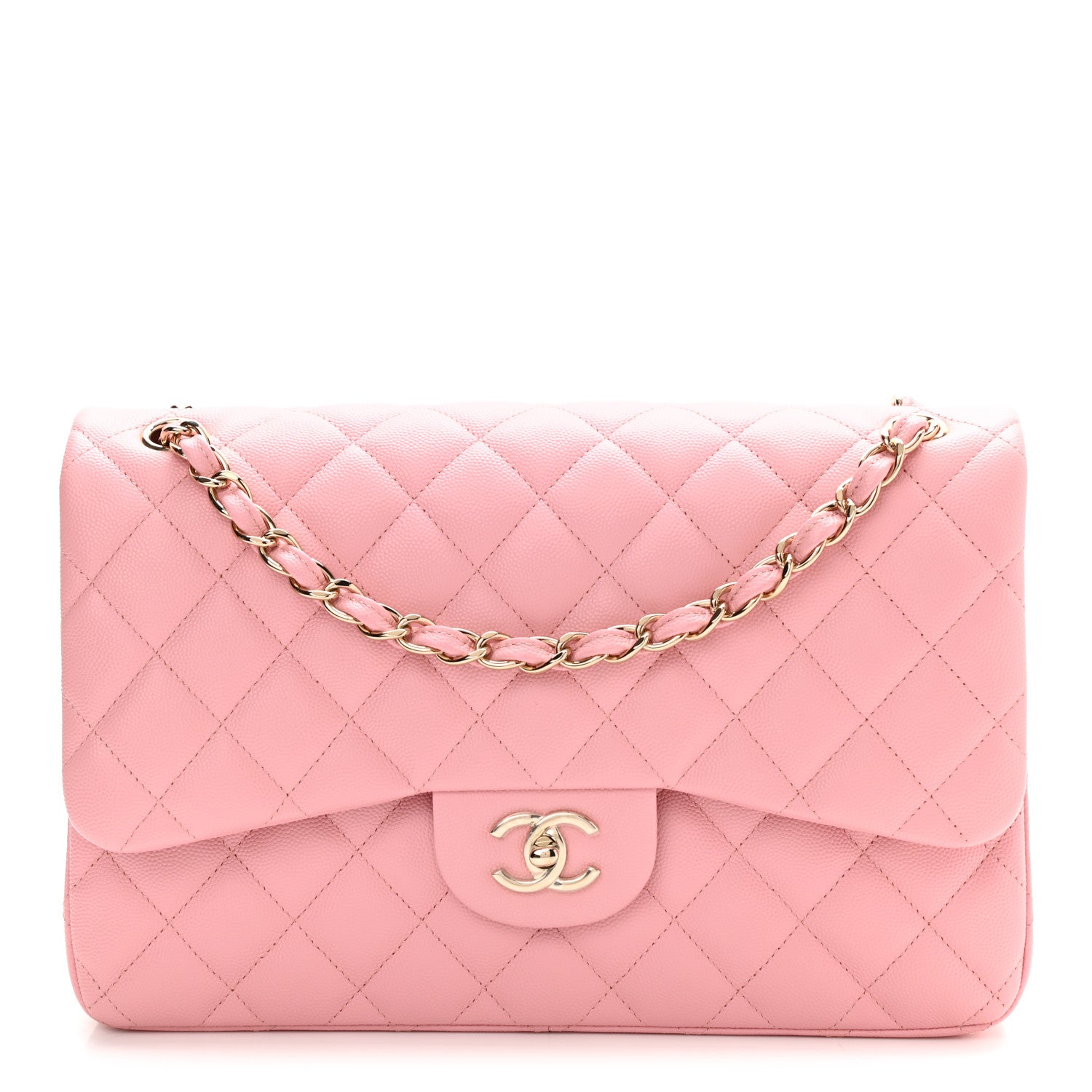 Chanel Caviar Quilted Jumbo Double Flap Pink 1 of 10