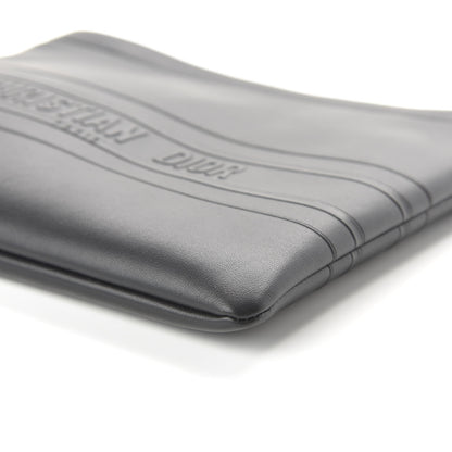 Christian Dior Calfskin Embossed Logo Zip Clutch Black 7 of 10