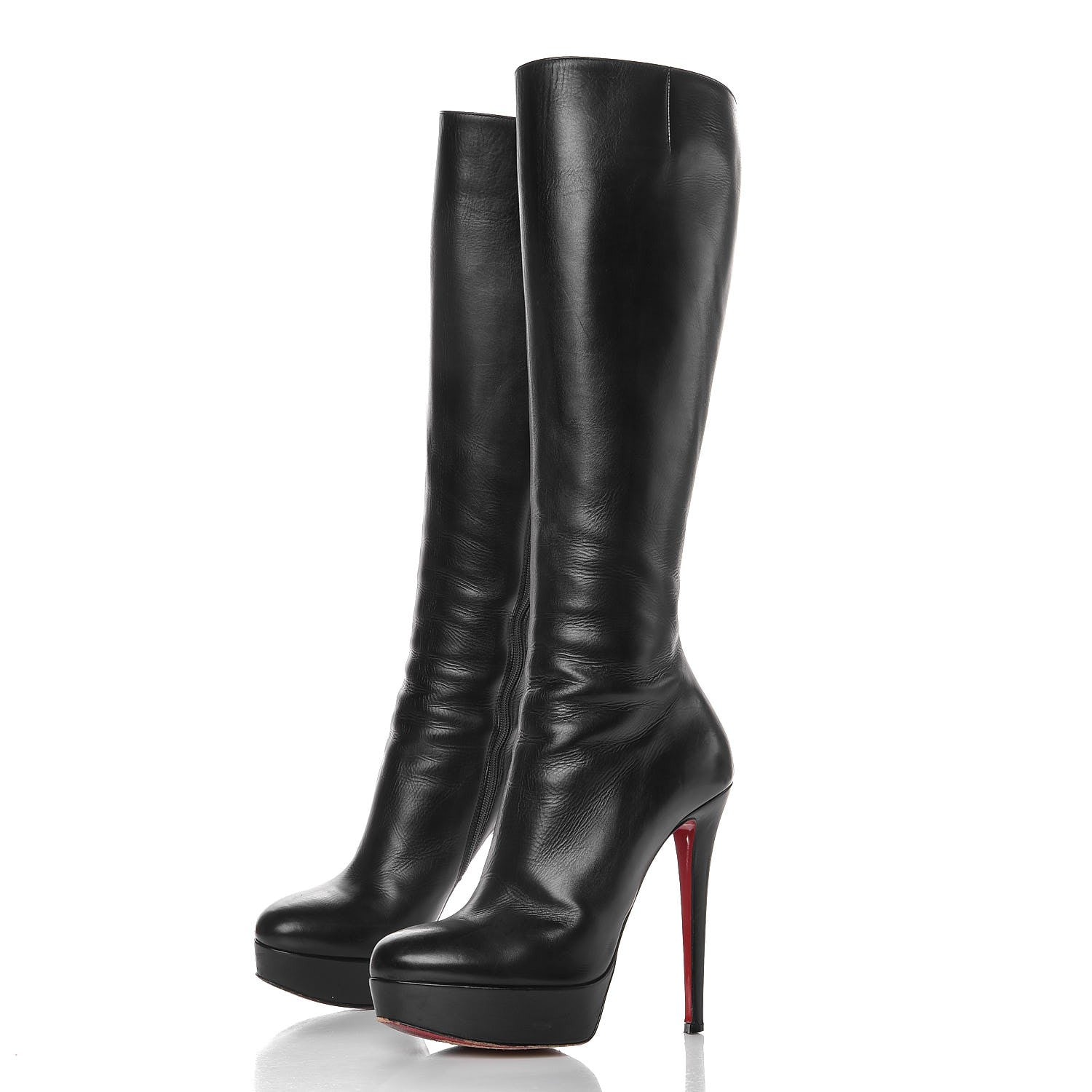 Christian Louboutin Calfskin Bianca Botta 140 Knee Boots 38 Black 3 of 11