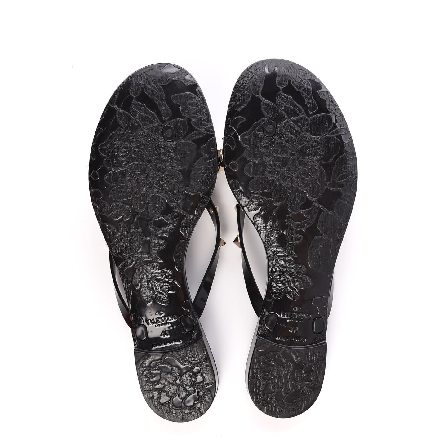 PVC Jelly Rockstud Bow Thong Sandals 40 Black