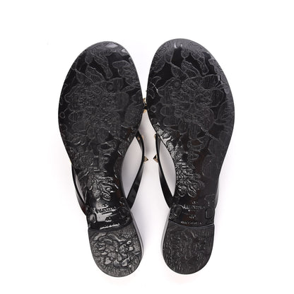 Valentino Garavani PVC Jelly Rockstud Bow Thong Sandals 40 Black 5 of 9