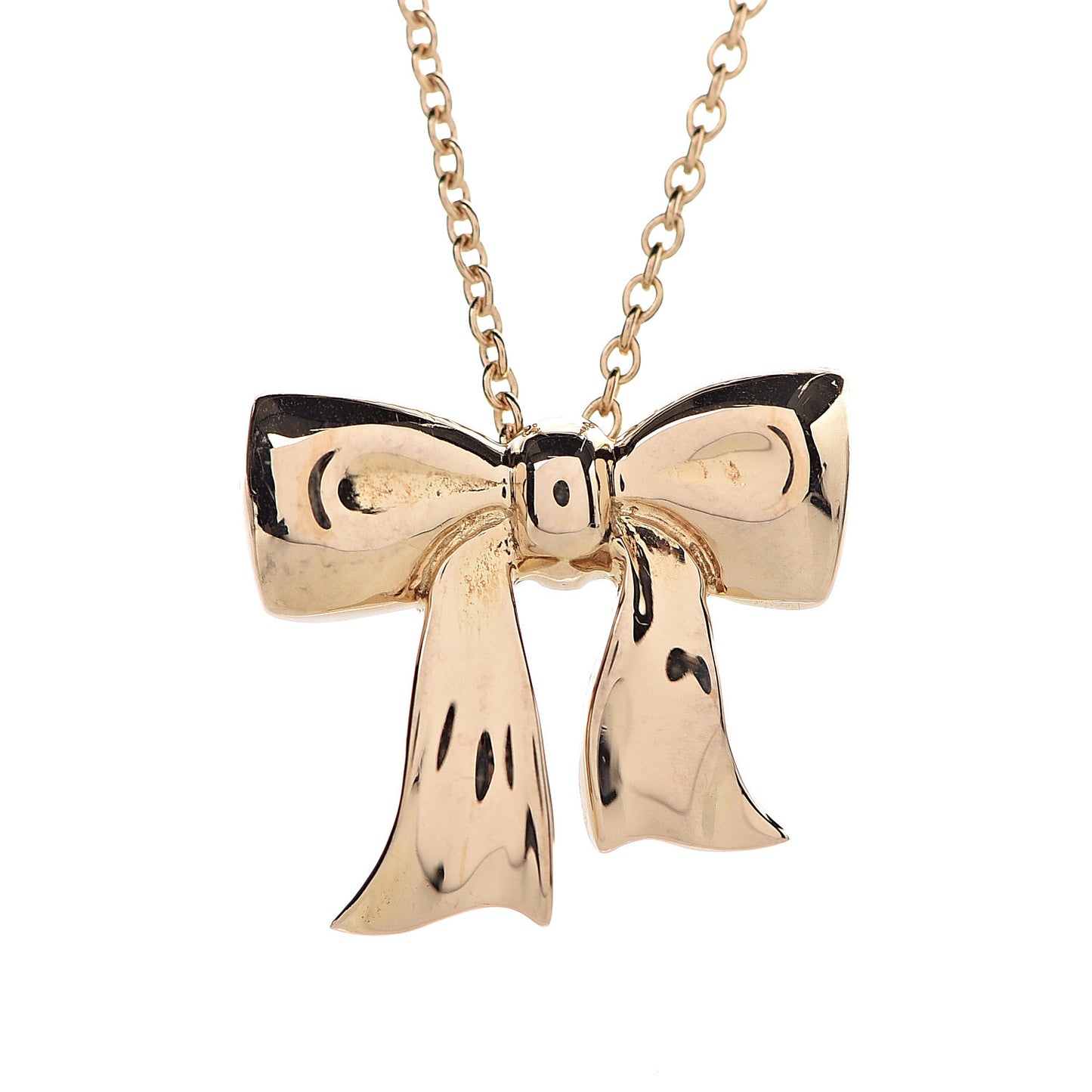 18K Yellow Gold Bow Pendant Necklace