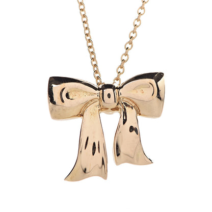 Tiffany 18K Yellow Gold Bow Pendant Necklace 4 of 6