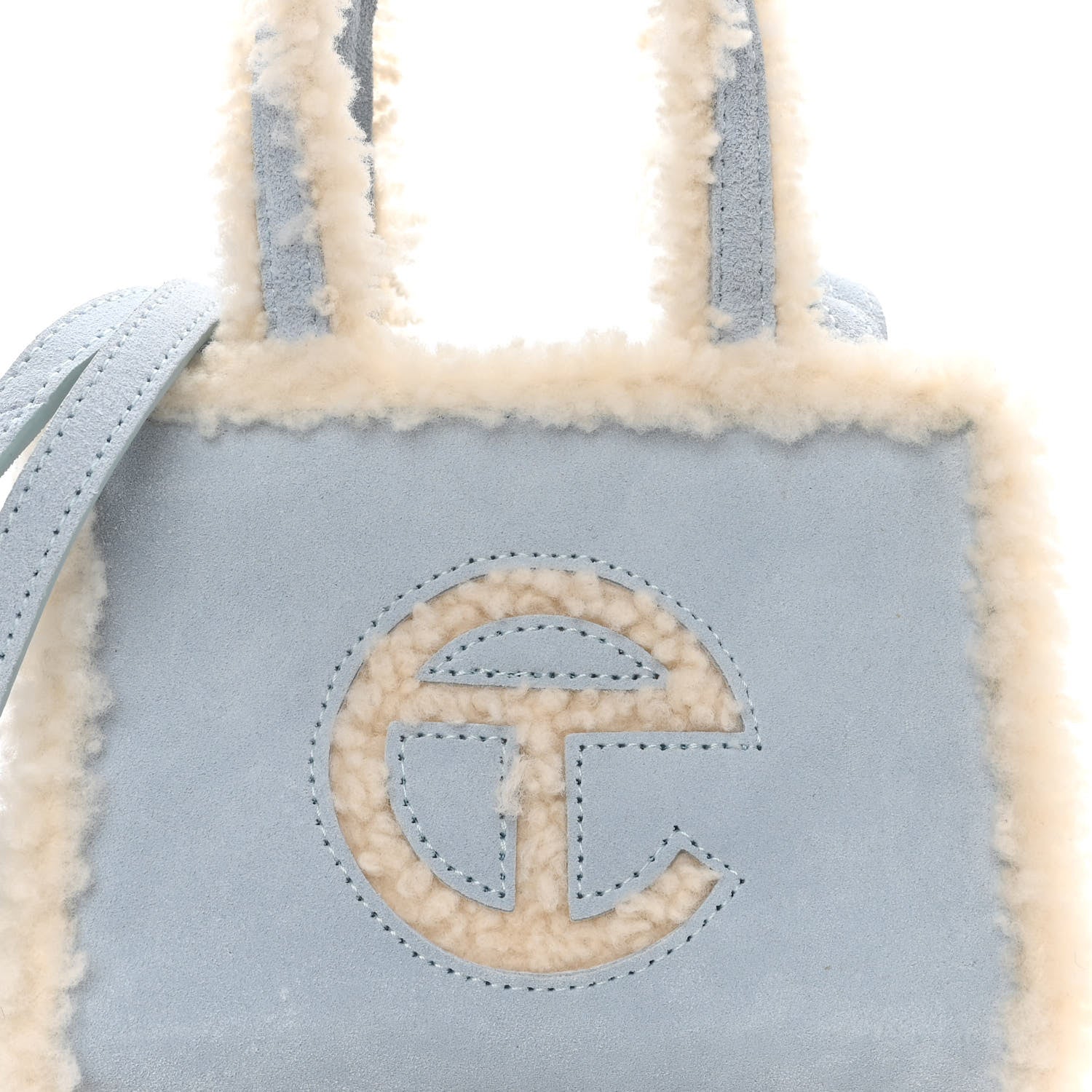 Telfar X UGG Suede Shearling Small Shopping Bag Blue 8 of 10