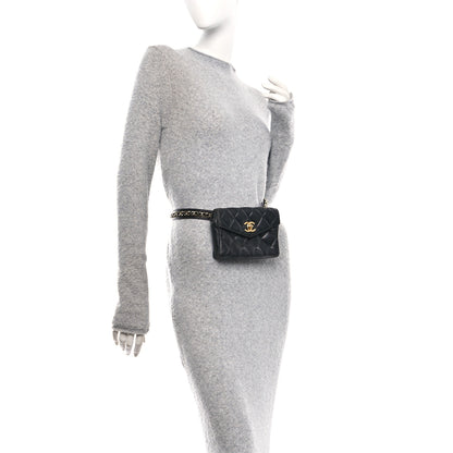 Chanel Lambskin Quilted Flap Waist Belt Bag 75 30 Black 2 of 9