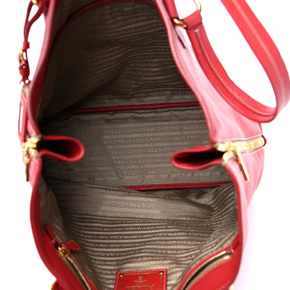 Prada Vitello Daino Side Zip Shopper Tote Rosso 5 of 8