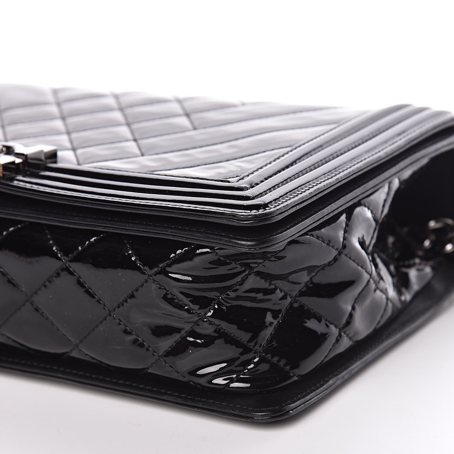 Chanel Patent Chevron Quilted New Medium Boy Flap Black 7 of 12