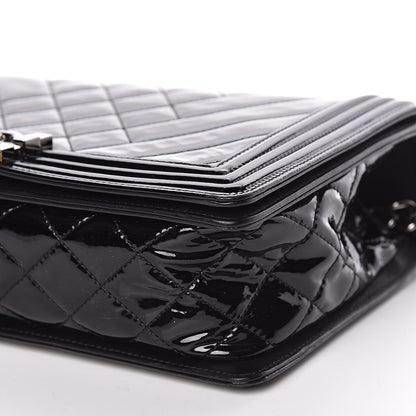 Chanel Patent Chevron Quilted New Medium Boy Flap Black 7 of 12