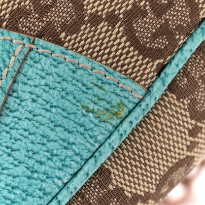 Gucci Monogram Horsebit Nail Chain Pochette Turquoise 12 of 12