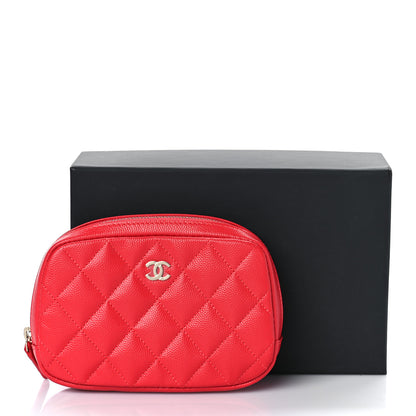 Chanel Caviar Quilted Small Curvy Pouch Cosmetic Case Red 10 of 10