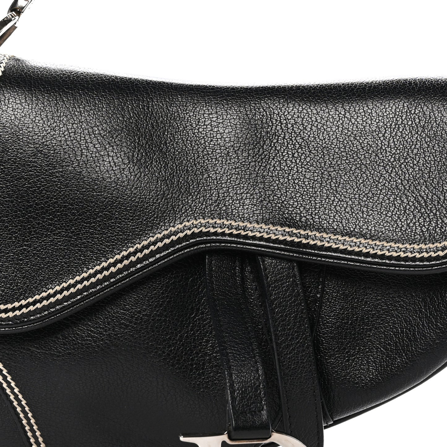 Shiny Goatskin Saddle Bag Black