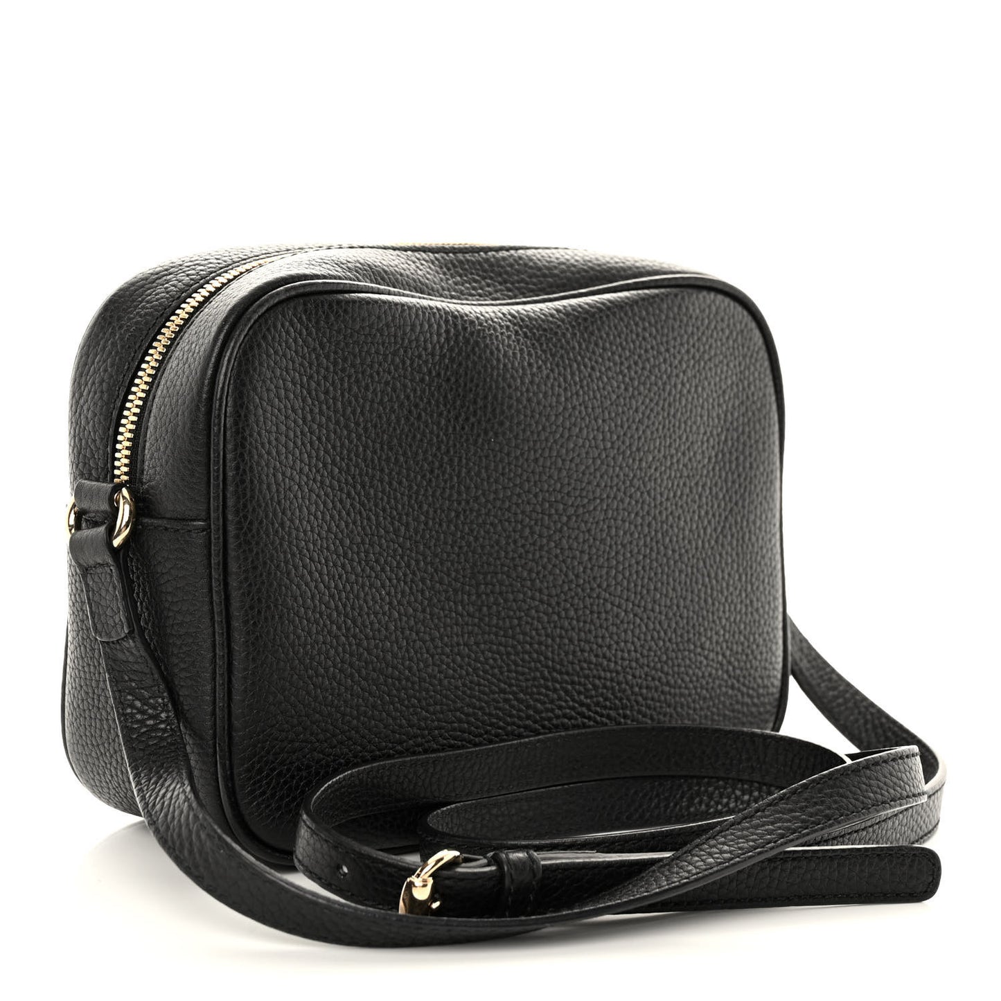 Pebbled Calfskin Small Soho Disco Bag Black