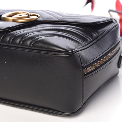 Gucci Calfskin Matelasse Sylvie Web Small GG Marmont Top Handle Shoulder Bag Black 9 of 10
