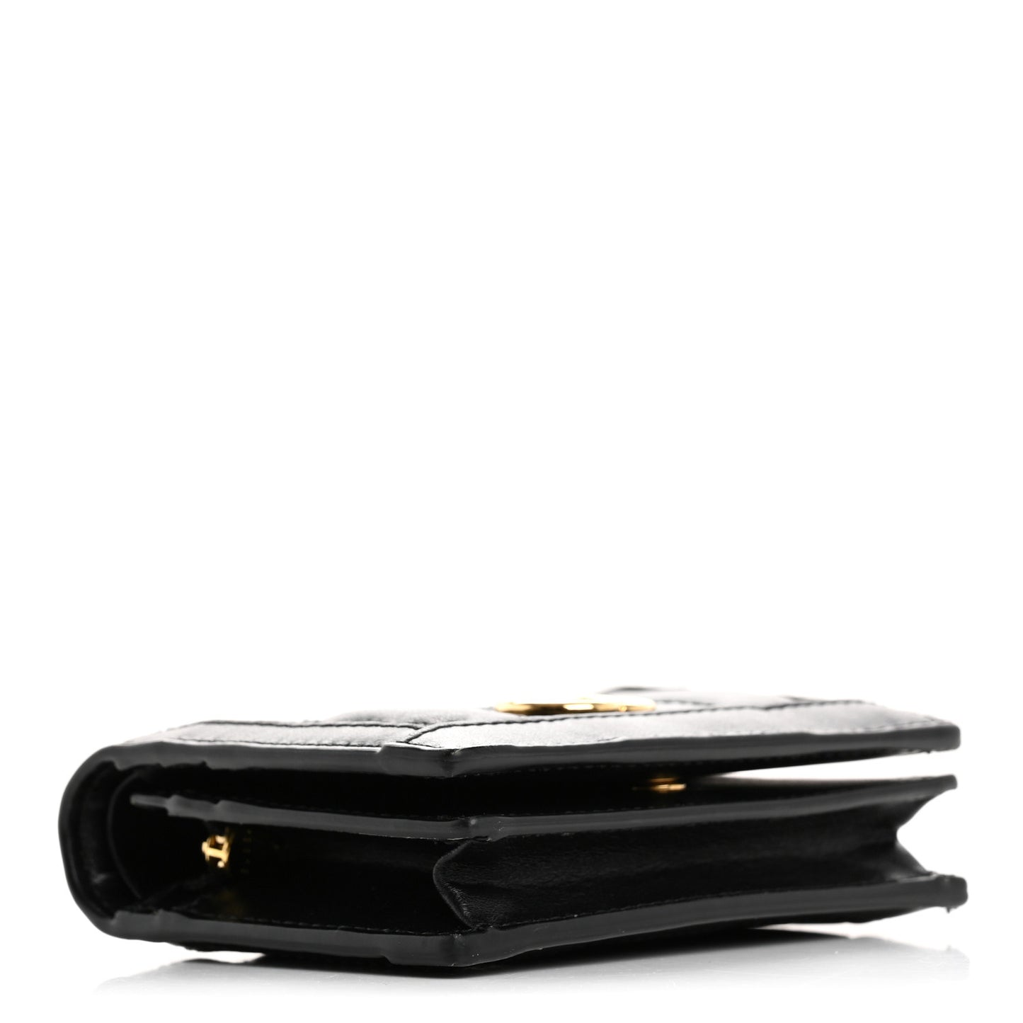 Calfskin GG Matelasse Card Case Wallet Black
