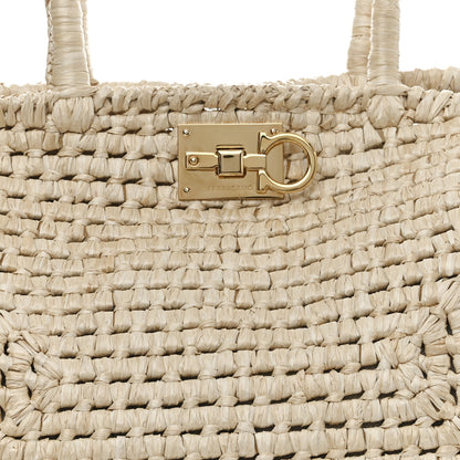 Salvatore Ferragamo Raffia XL Studio Box Tote Natural 9 of 11