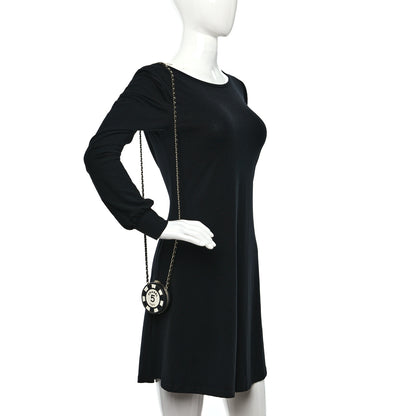 Chanel Lambskin Enamel Quilted Round Poker Chip Clutch With Chain Black White 2 of 11