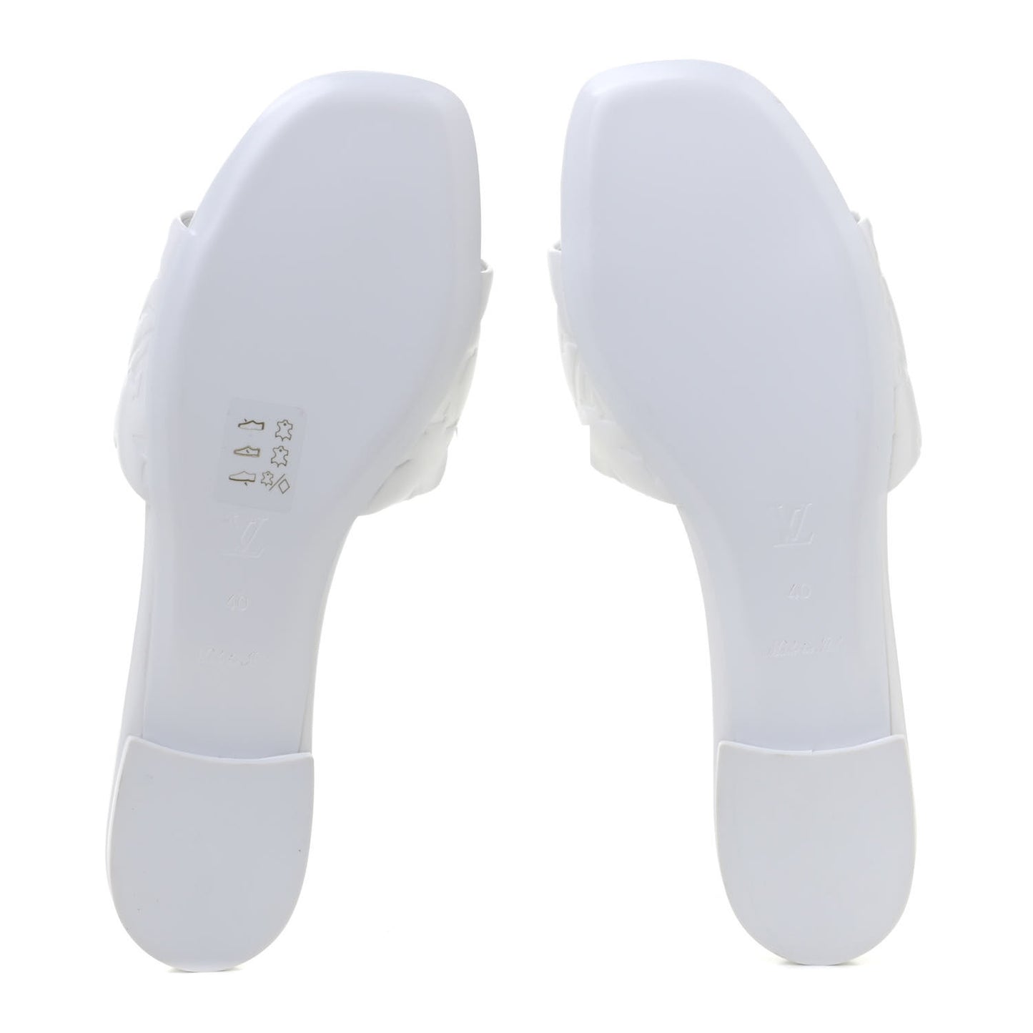 Lambskin Embossed Monogram Revival Flat Mules 40 White