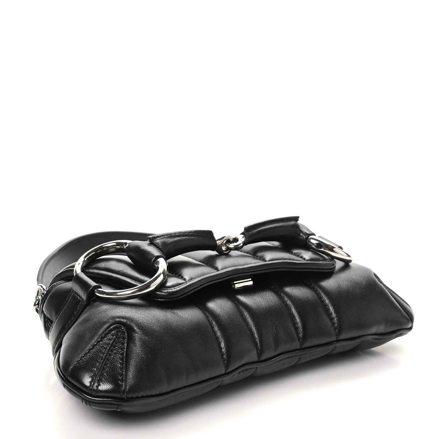 Nappa Vertical Matelasse Small Maxi Horsebit Chain Shoulder Bag Black