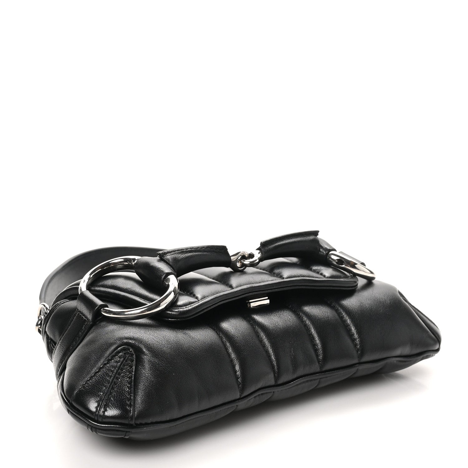 Gucci Nappa Vertical Matelasse Small Maxi Horsebit Chain Shoulder Bag Black 4 of 10