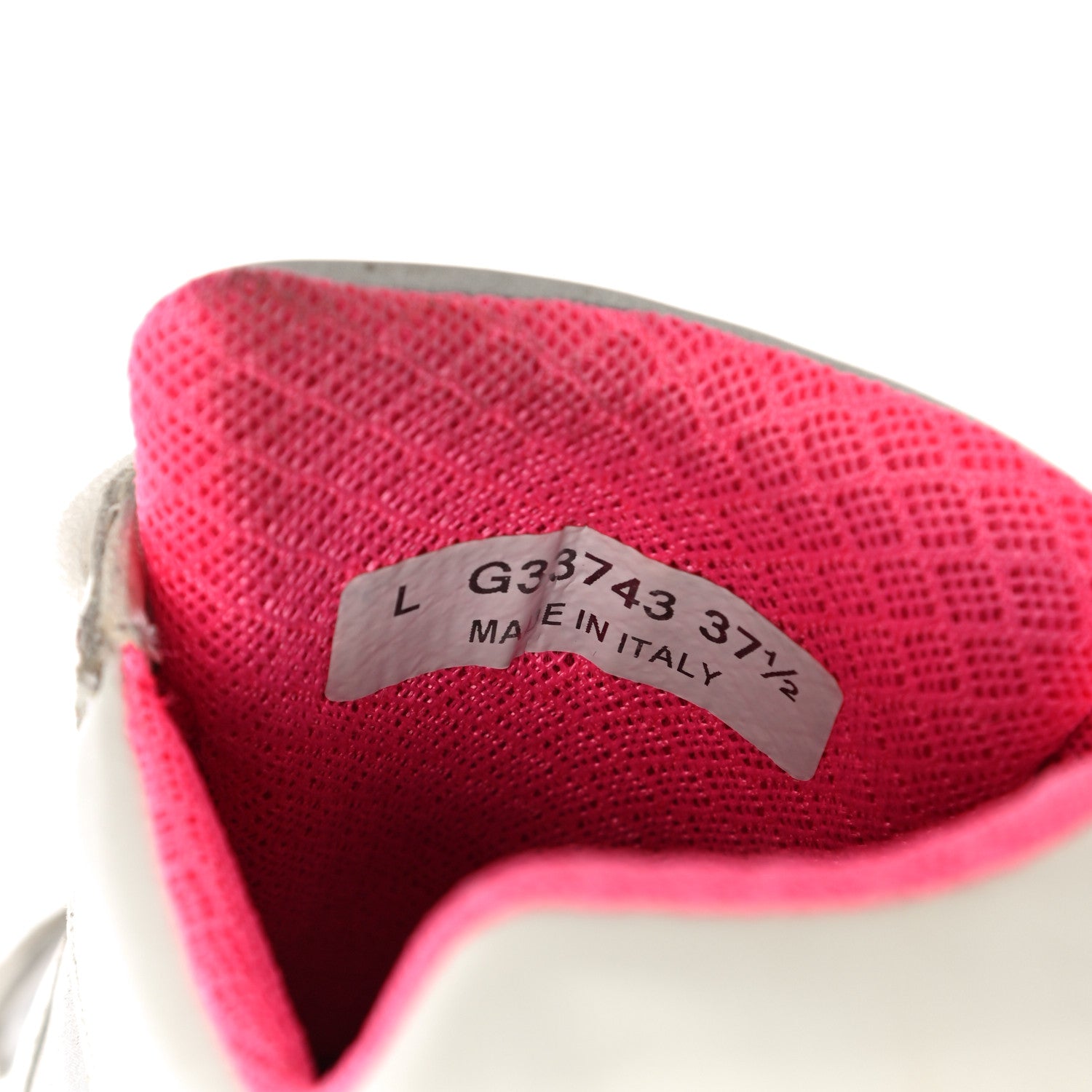 Chanel Calfskin Fabric Sneakers 37.5 White Silver Fluo Pink 11 of 18
