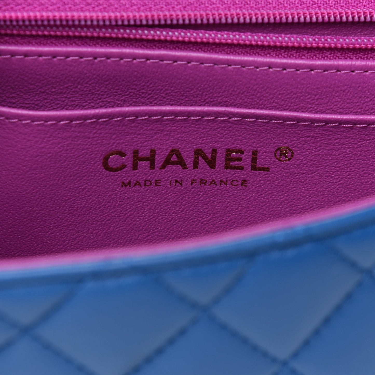 Lambskin Quilted Mini Rectangular Flap Blue Purple