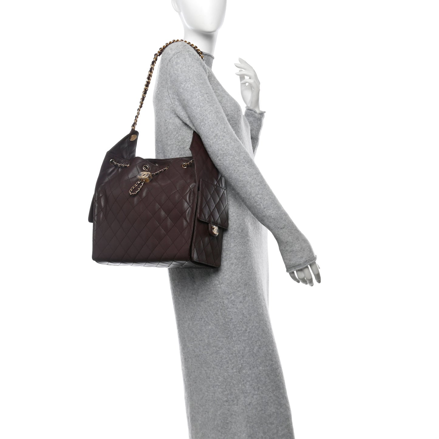Caviar Quilted Medium Chanel 25 Handbag Dark Brown
