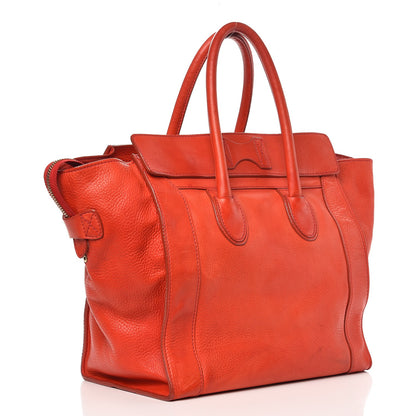 Celine Drummed Calfskin Mini Luggage Vermillion 3 of 15