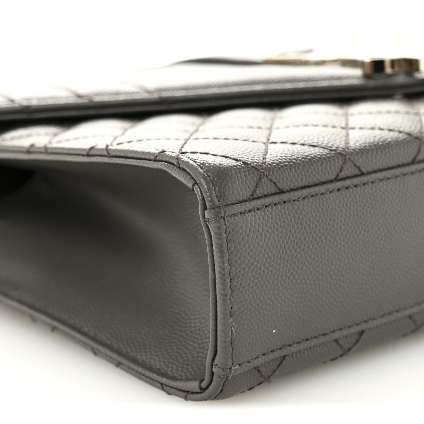 Grain De Poudre Textured Mixed Matelasse Medium Triquilt Monogram Satchel Earth Earth