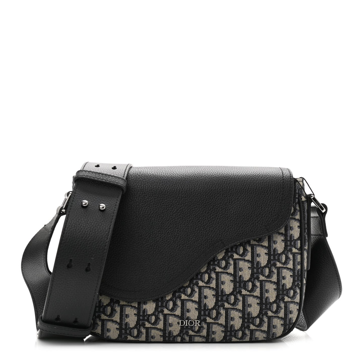 Grained Calfskin Oblique Mini Saddle Messenger Black