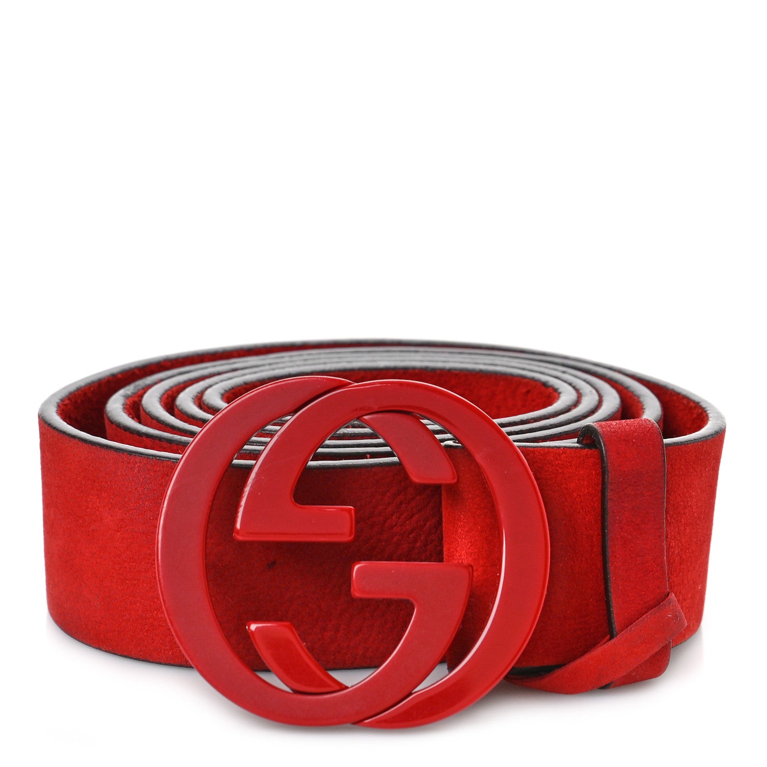 Gucci Nubuck Interlocking G Belt 110 44 Red 1 of 5