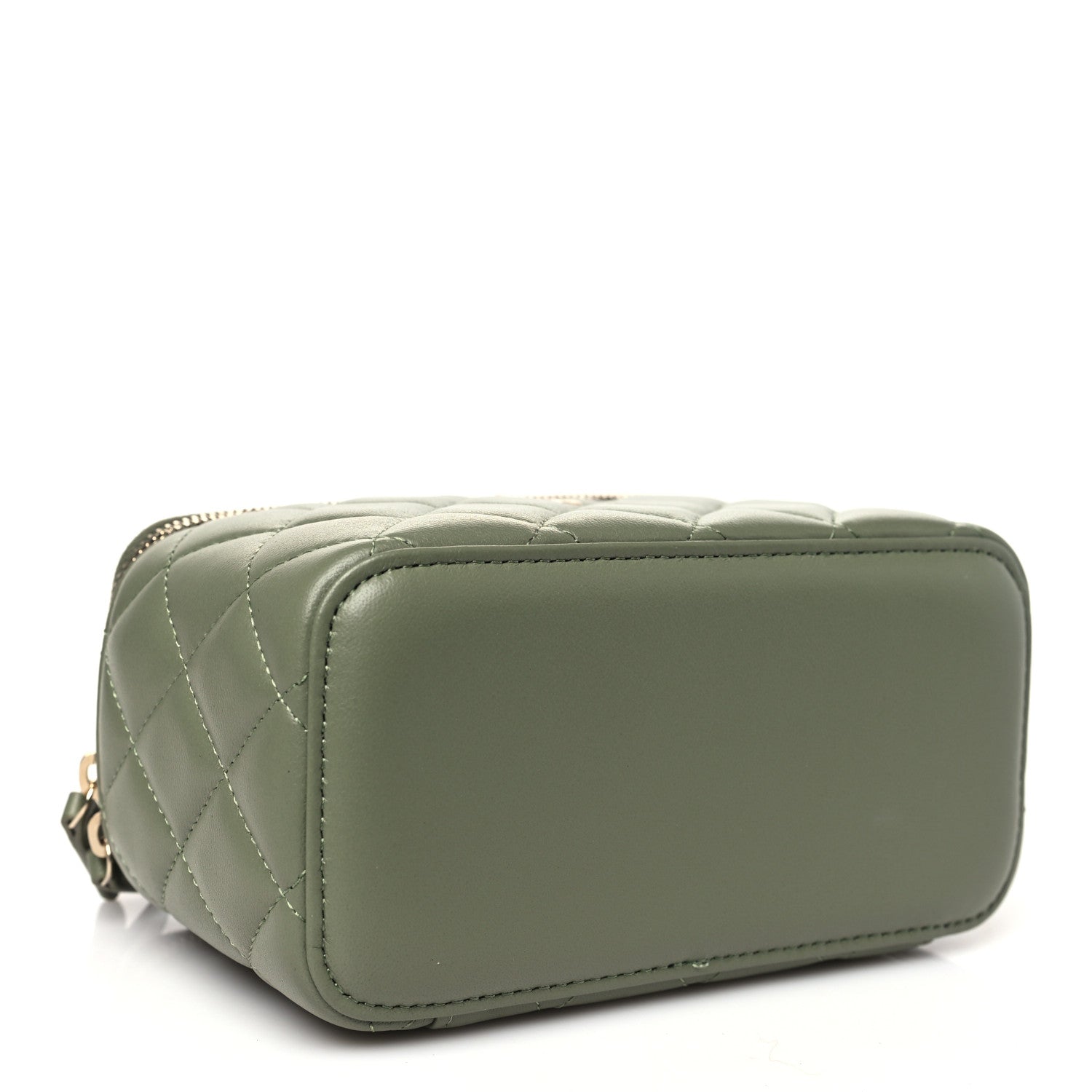 Chanel Lambskin Quilted Small Pearl Crush Vanity Case With Chain  Green 5 of 12