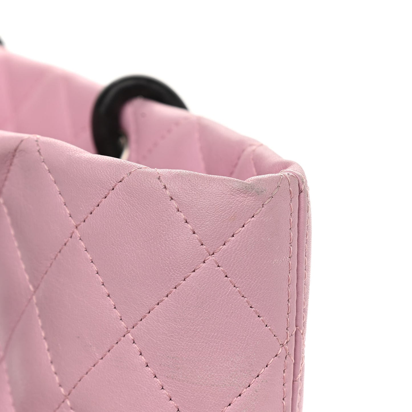 Calfskin Quilted Medium Cambon Tote Pink Black