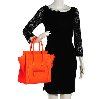 Celine Drummed Calfskin Micro Luggage Bright Orange 10 of 16