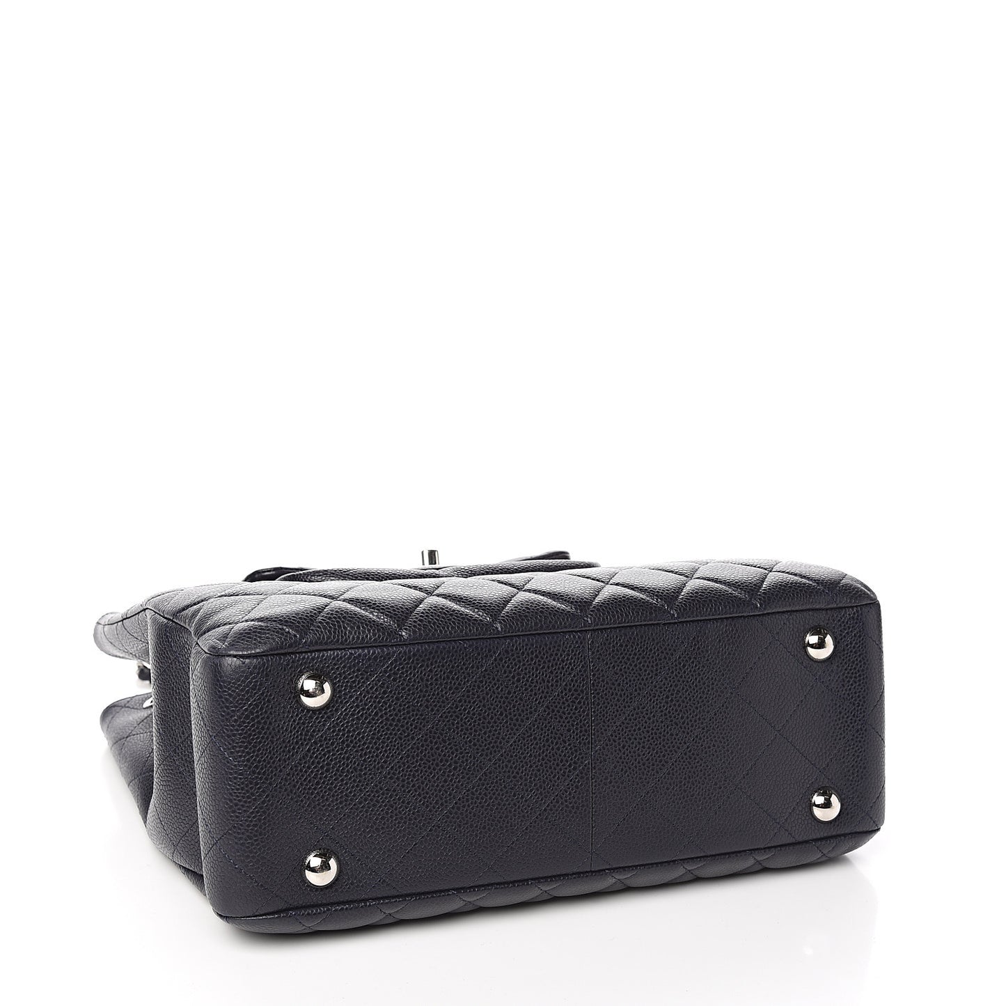 Caviar Quilted Flap Tote Marine