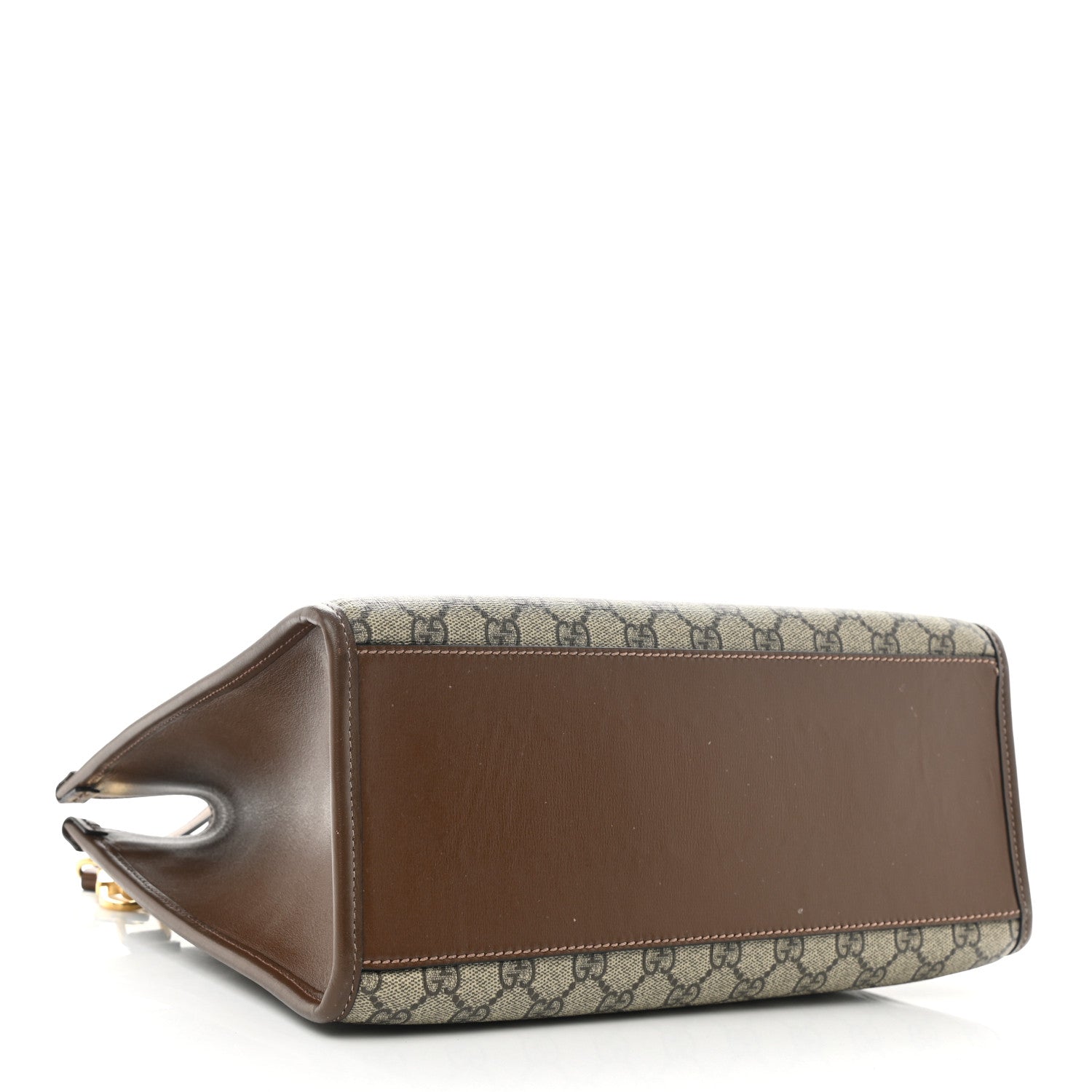 Gucci GG Supreme Monogram Azalea Calfskin Small Retro Interlocking G Tote Bag Beige Ebony Brown Sugar 4 of 8