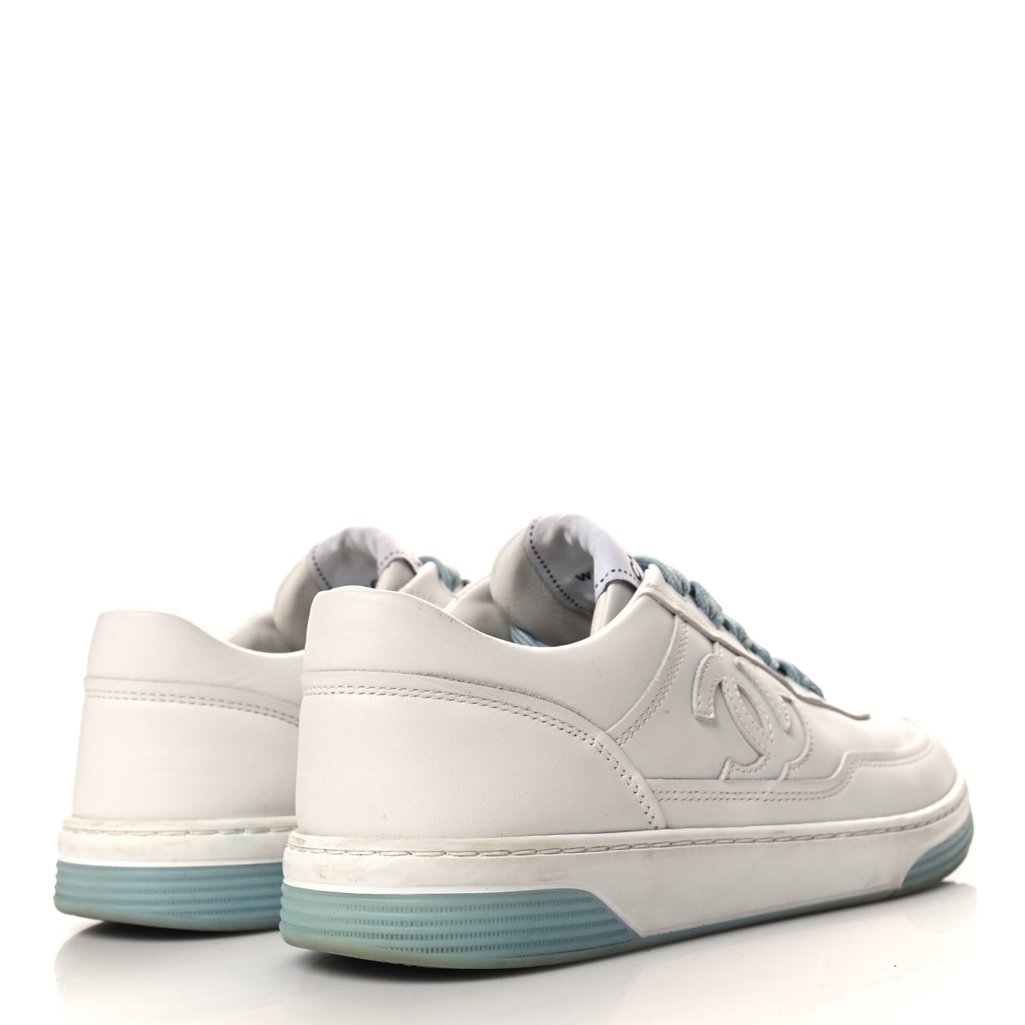 Calfskin CC Womens Sneakers 37 White Blue