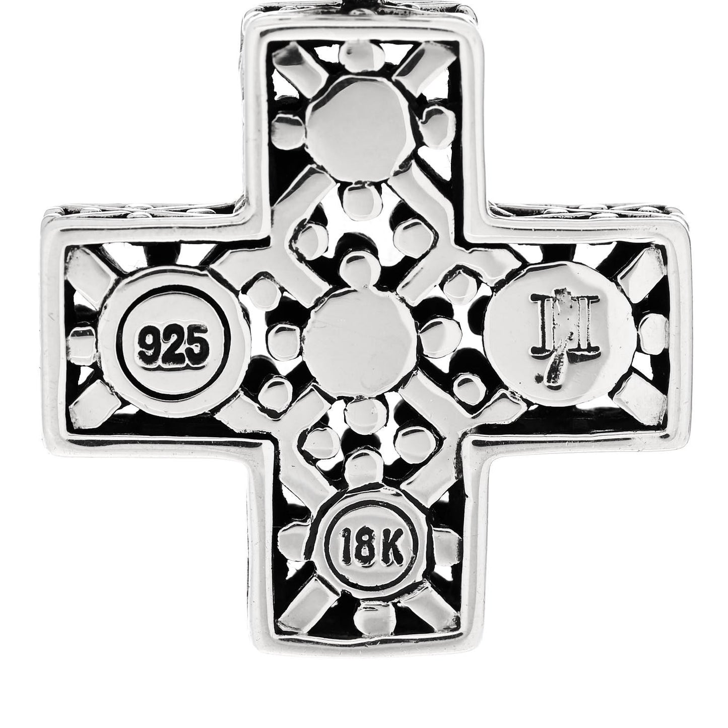 Sterling Silver 18K Yellow Gold Dot Cross Pendant Enhancer