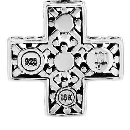 John Hardy Sterling Silver 18K Yellow Gold Dot Cross Pendant Enhancer 4 of 4