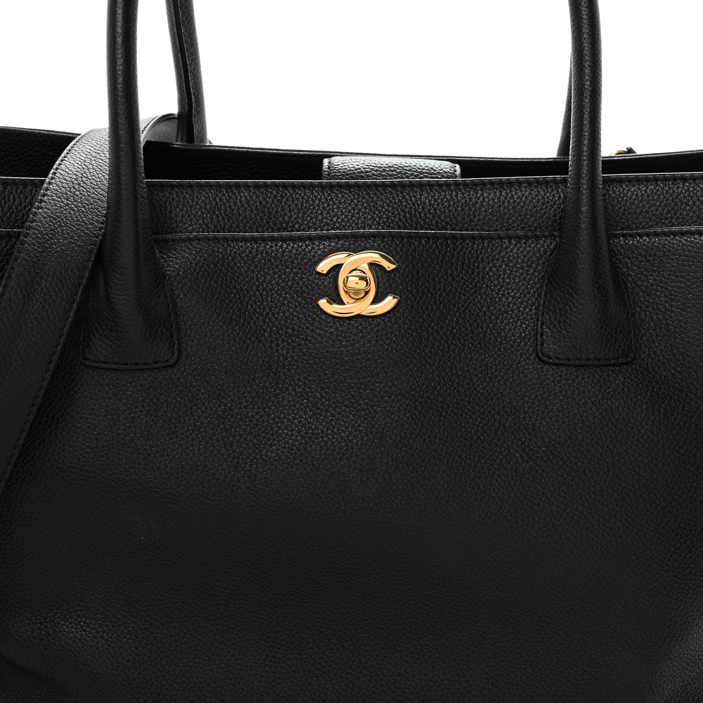 Calfskin Cerf Executive Shopper Tote Black