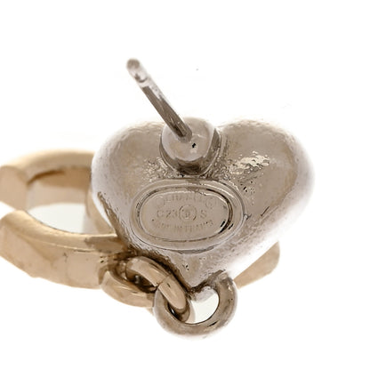 Chanel Crystal CC Heart Drop Earrings Gold Silver 4 of 5