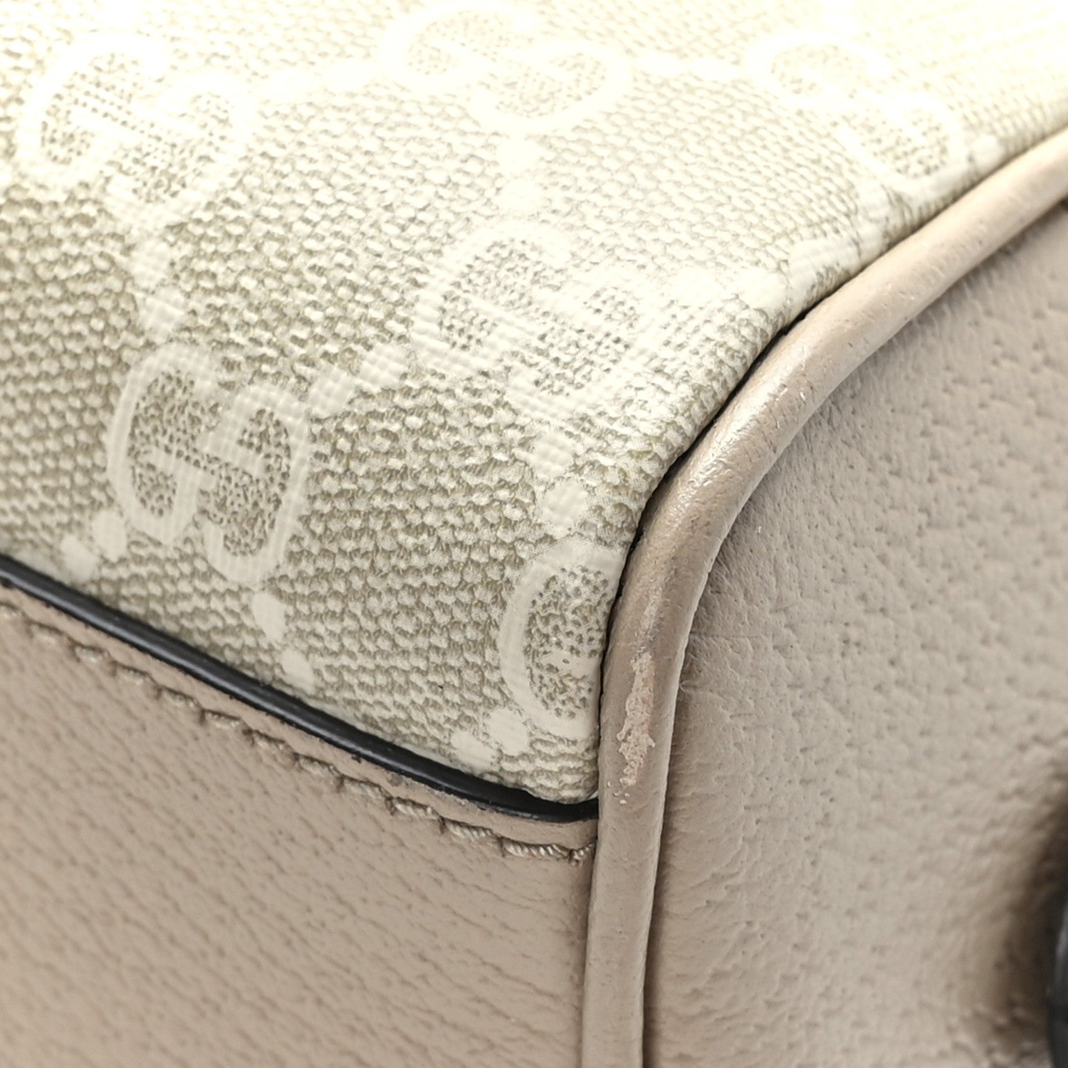 Gucci GG Supreme Monogram Textured Dollar Calfskin Web Mini Ophidia Top Handle Bowler Bag Beige Mystic White Oatmeal 10 of 10
