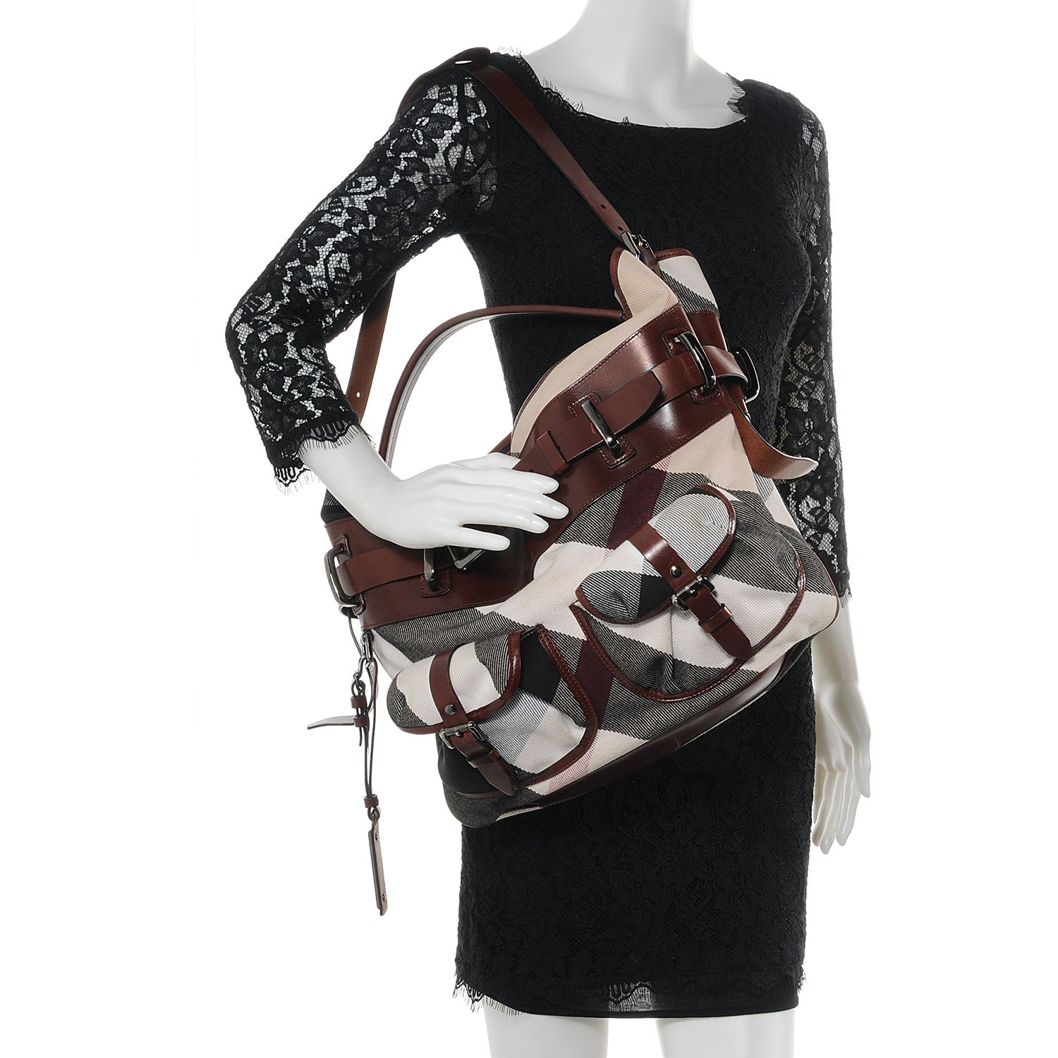 Burberry Canvas Mega Check Hobo 2 of 8