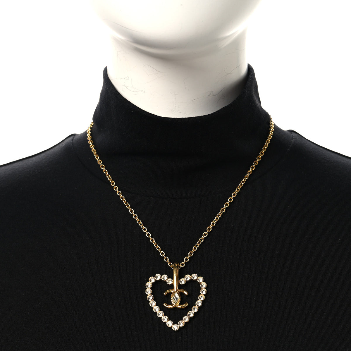 Crystal CC Heart Necklace Gold
