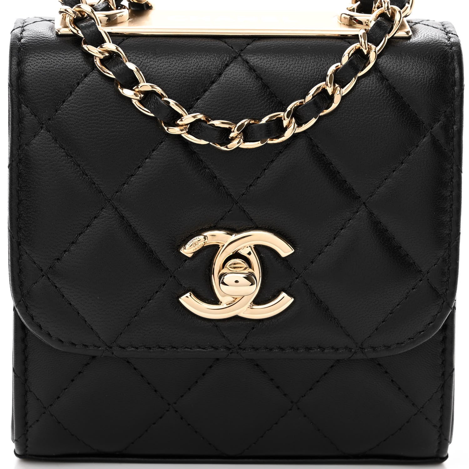 Chanel Lambskin Quilted Mini Trendy CC Clutch With Chain Black 8 of 10